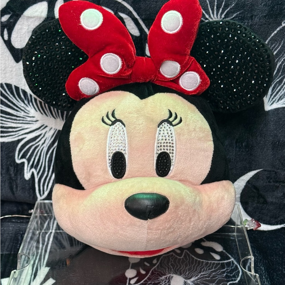 Disney x Aldo Minnie Mouse Plush Crossbody Handbag with Rhinestones 6”